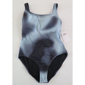 Nike NESSC01397-001 Women's Sz L Black Tie Dye U-Back 1-Pc Swimsuit $88